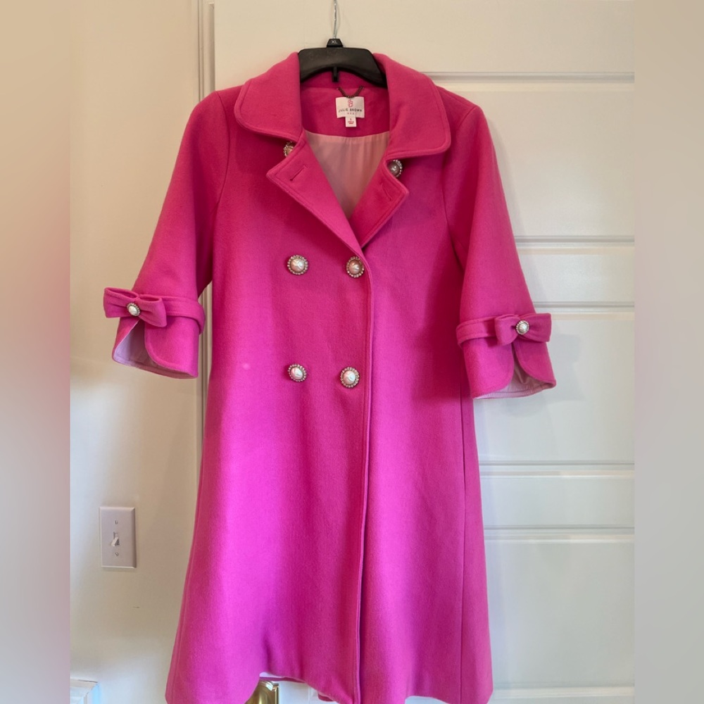 Julie Brown NYC Coat Beautiful Pink look at those buttons! Barbie Core Glam